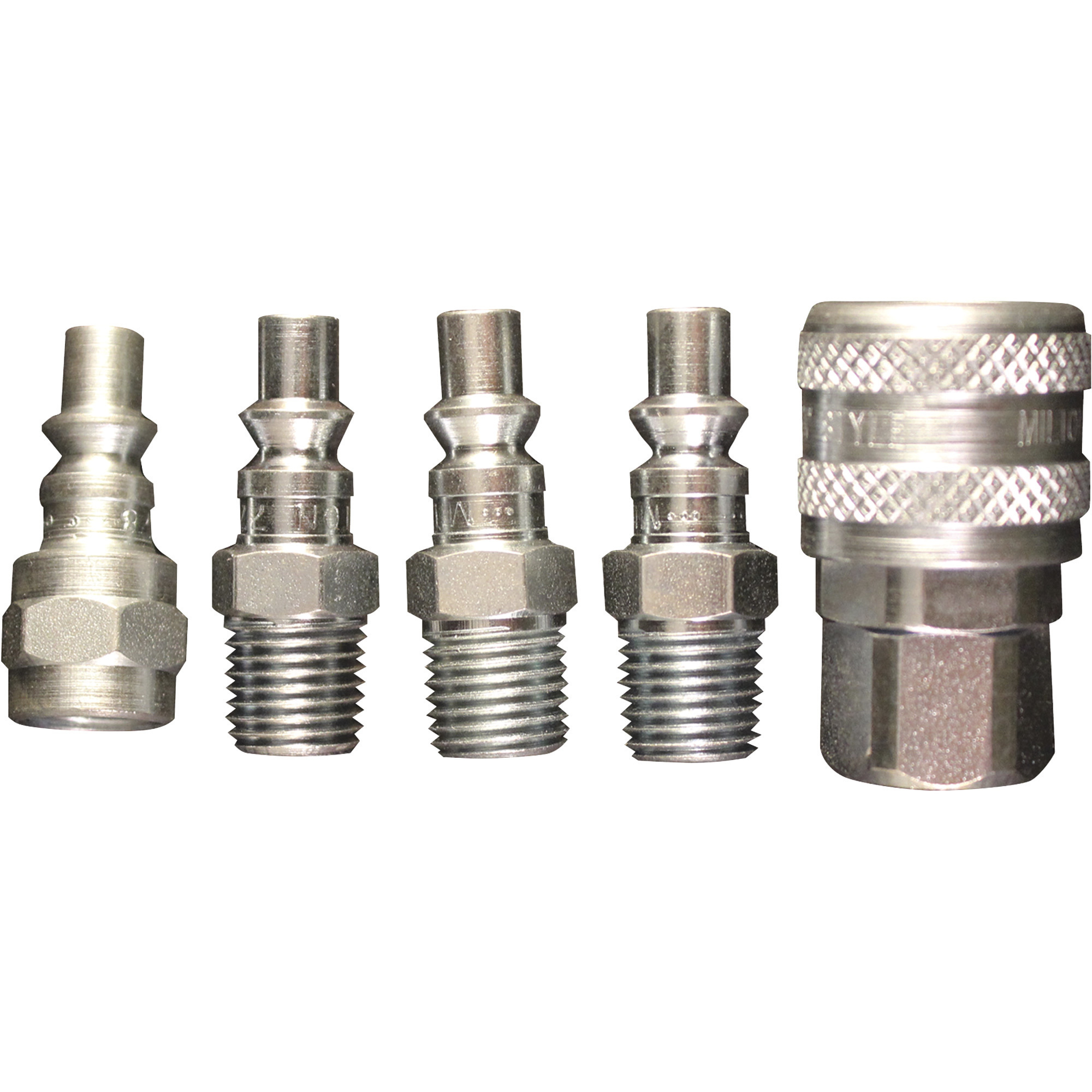 Milton A-Style Air Coupler and Plug Set, 1/4in. NPT, 5-Pcs., Model# S-213
